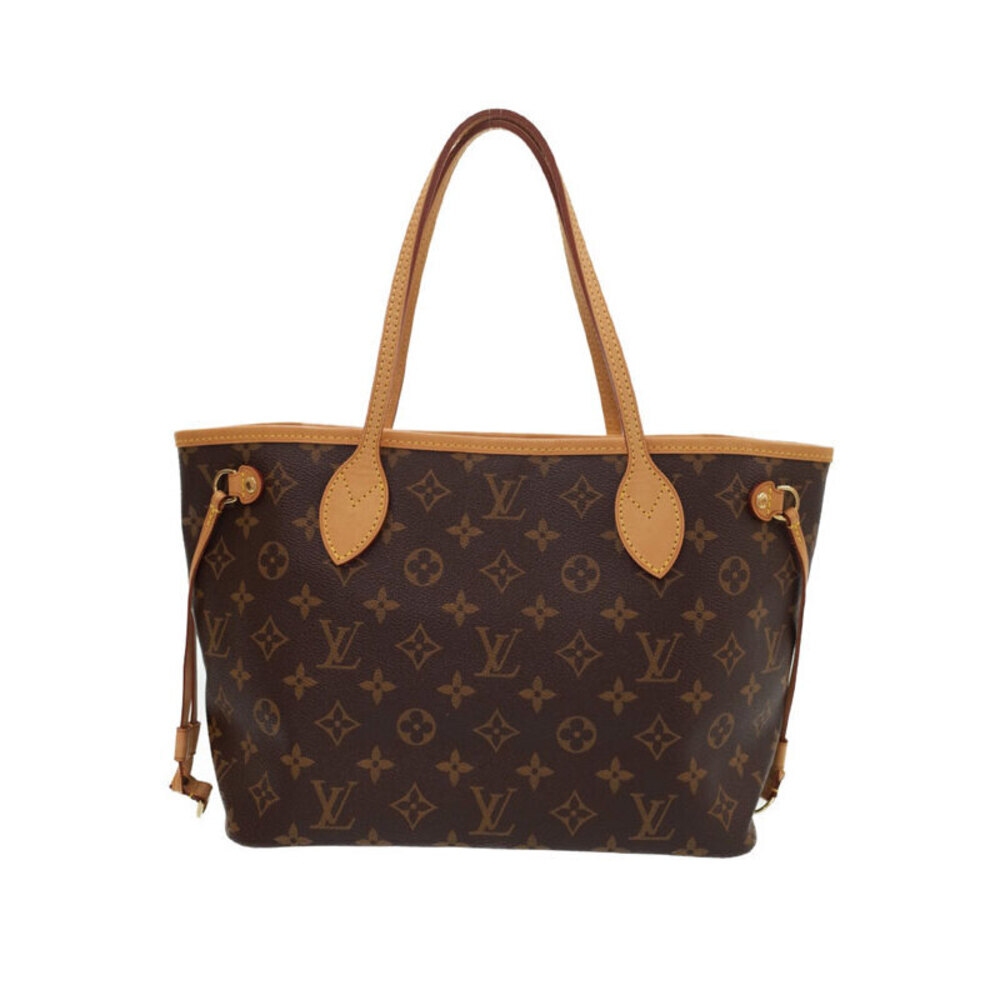 Louis Vuitton Monogram Leather Brown Neverfull Tote Bag Pouch